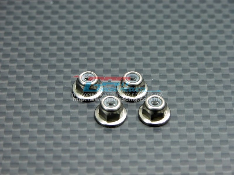Associated RC 18T Alloy Flanged Lock Nuts (3mm) - 4pcs - GPM LN3L(F)