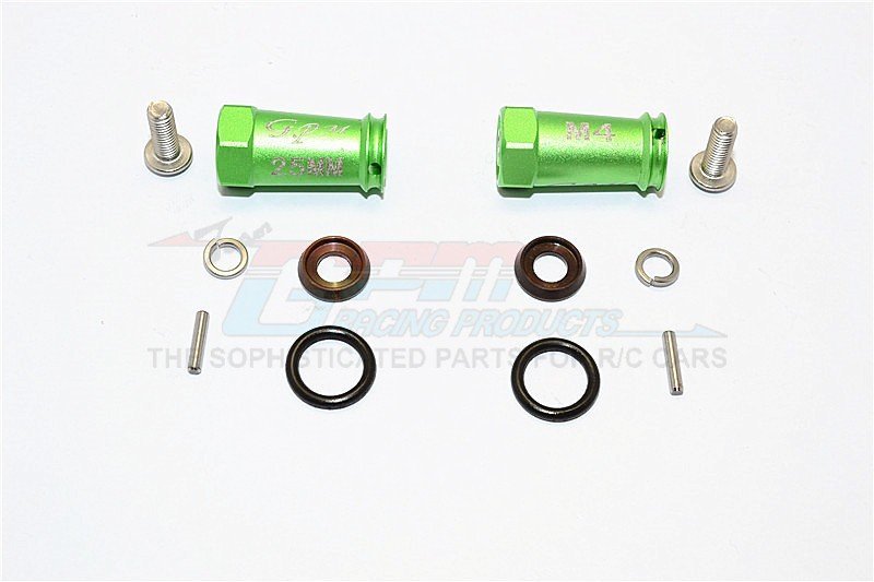 1Pr Set Green Axial RR10 Bomber Upgrade Parts Aluminum Wheel Hex Adapters 27mm Width Use For 4mm Thread Wheel Shaft & 5mm Hole Wheel 