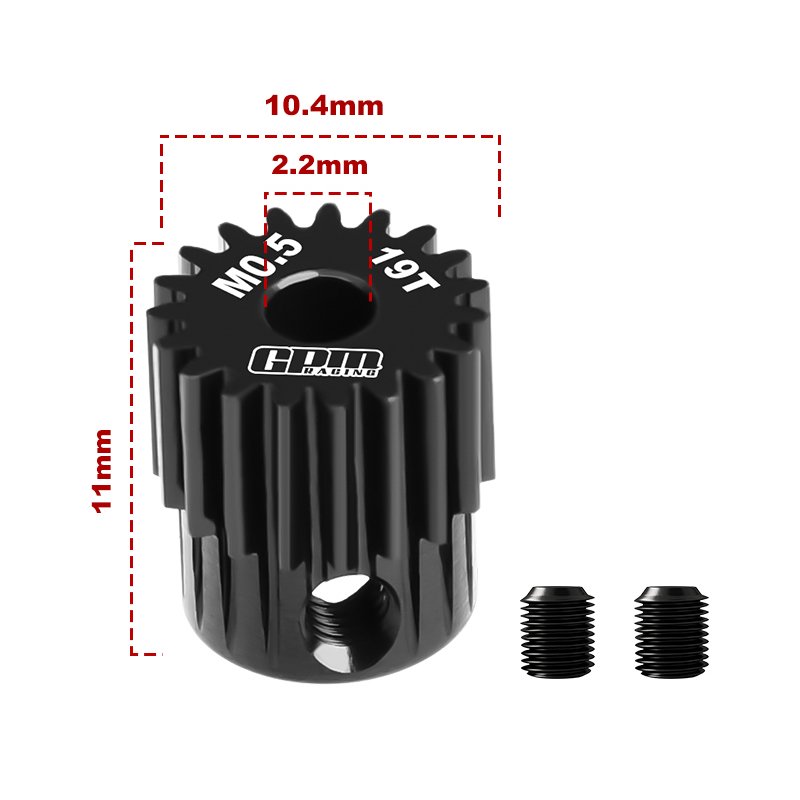 40Cr Steel Motor Gear 19T ( Module:0.5mm, Motor Tooth Diameter:2.2mm) - GPM MG219T/0.5M