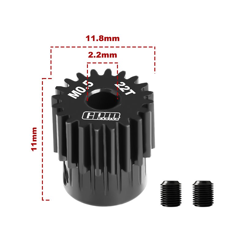 40Cr Steel Motor Gear 22T ( Module:0.5mm, Motor Tooth Diameter:2.2mm) - GPM MG222T/0.5M