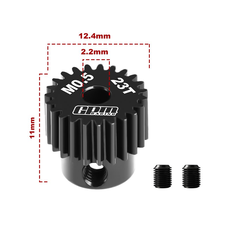 40Cr Steel Motor Gear 23T ( Module:0.5mm, Motor Tooth Diameter:2.2mm) - GPM MG223T/0.5M