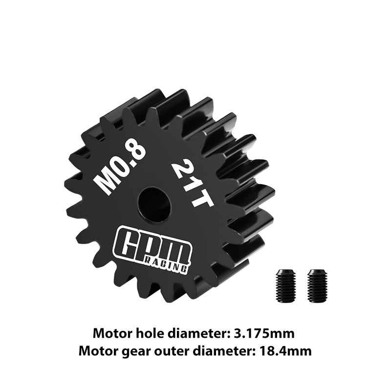 40CR Steel Motor Gear 21T (32 Pitch,Module: 0.8mm,Motor Tooth Diameter: 3.175mm) - GPM MG321T/0.8M