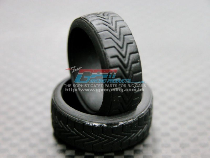 Mini-z AWD Rubber Front/Rear Radial Tires For Amg (15g) - 1pr - GPM MZA891F/R15GN