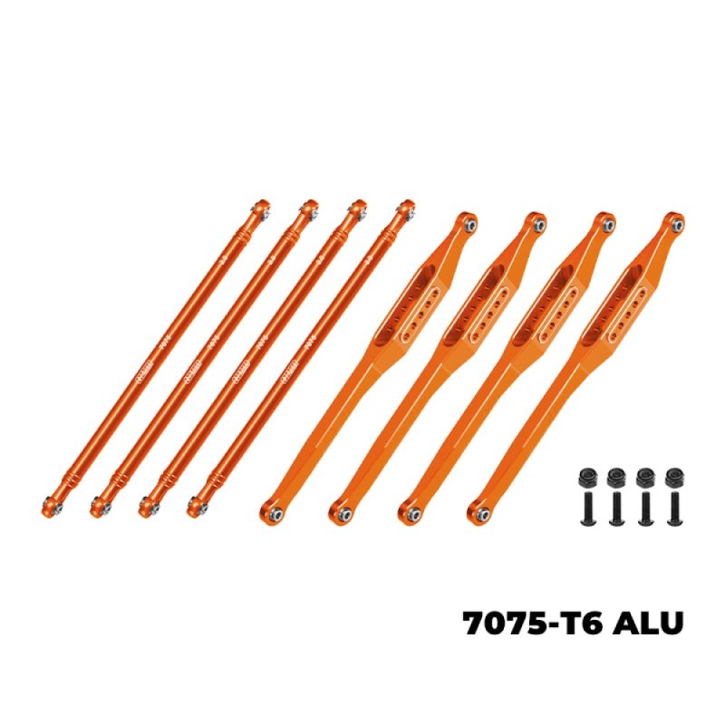 GPM 7075 Aluminum Upper & Lower Link Bar Set For Losi 1/18 Mini LMT Megalodon 4X4 (LMTM1449FR)