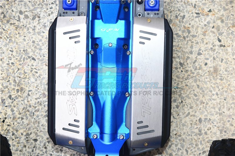 CrazyRacer Aluminium Front Skid Plate Für 1/10 E-Revo Revo – 2-teiliges Set, Blau, Für #5337