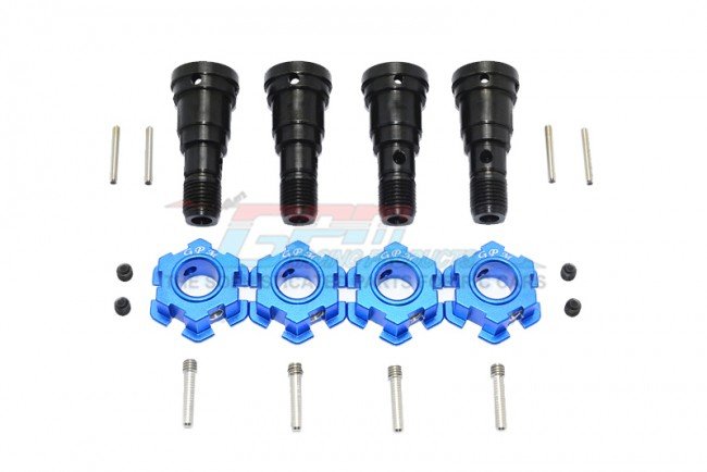 Harden Steel #45 Front and Rear CVD Drive Shaft with Aluminum Hex for Traxxas X Maxx 6S 2Prs Set Blue 